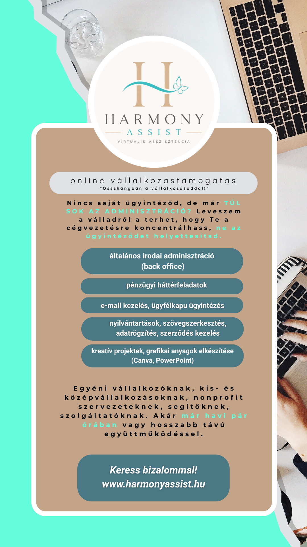 virtuális asszisztens - online vállalkozástámogató - adminisztráció - vállalkozói háttértámogatás